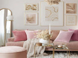 Set of 4 Pink Corduroy Throw Pillow Covers, Soft Striped Velvet Cushion Case for Sofa Couch Bed V1237-ZY-924-037