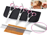4Pcs 7" Professional Hair Cutting Scissors Pet Dog Cat Grooming Curved Thinning Shears & Straight V1366-AZ2-W-11169