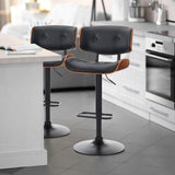 SERENIT European Wooden Black Modern Bar Stools Swivel Bar Stool Chair Counter Height V255-SE-BS5517-BLACK