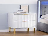 Levede Bedside Table with 2 Drawers White Metal Legs CH1135