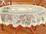 Warm Home Designs 70 Inch Round Tablecloth,Pink Rose Floral Embroidery Lace Table Cloth Cover for V1366-AZ2-W-26616