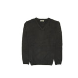 100% Shetland Ragg Wool V Neck Knit Jumper Pullover Mens Sweater Knitted - Plain Black - 5XL V563-SW-VN-FBK99B-5XL
