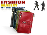 women's leather wallet, anti-skimming wallet, retro style wallet, Korean fashion wallet, long wallet V1106-939-98020-BRN-L