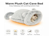 Cozy Heated Two-in-One Plush Cat Cave Bed with USB-Powered Warming, Multi-Level Temperature Control, V1341-ZY-RER9DMXK-GREY