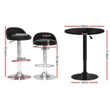 Artiss Bar Table and Stools Set Dining Desk Kitchen Chairs Cafe Pub BA-TAB-CHR-GASLIFT-BKSV