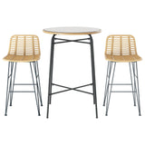 Gardeon 3-Piece Outdoor Bar Set Wicker Table Chairs Patio Bistro ODF-BA-TW-RATTAN-SET