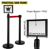 Stanchion Post Barriers 4-Set Line Dividers, Stainless Steel Stanchions with 6.6 Black Retractable V952-GLZ-CBTZ-HS-4JT01V0