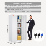 VEVOR Metal Storage Cabinet w/ 3 Keys Adjustable Shelves & Magnetic Door White V952-DXCWJCQBY51808OP2V0
