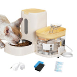 Automatic Cat Feeder and Water 2-in-1 Pet Automatic Fountain Food Bowl Spill-Proof Cat Waterer for V1107-134-35378-PNK
