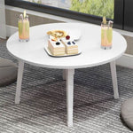 SOGA 2X White Portable Floor Table Small Round Space-Saving Mini Desk Home Decor FLOORTABLE506X2