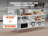 Stainless Steel Food Prep Table, 356 x 1524 x 864 mm Commercial Kitchen Worktable, with 2 Adjustable V952-CFBXGGZTSCGZFXOQBV0
