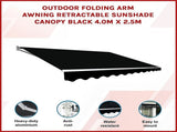 Outdoor Folding Arm Awning Retractable Sunshade Canopy Black 4.0m x 2.5m V63-842761