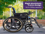 EQUIPMED Electric Wheelchair Folding, Long Range, Airline Approved, Lithium Battery, 24" Light Rear V219-HELWLCEQPKB2A