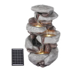 Gardeon Solar Fountain Water Feature Outdoor Indoor 4-Tier Brown FOUNT-B-ROCK-4LVL-90-BR