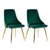 Viva Forever Set of 2 Green Velvet Dining Chairs-Art Deco Design with Gold Metal Legs V264-DNC-414V-GRN-02-1