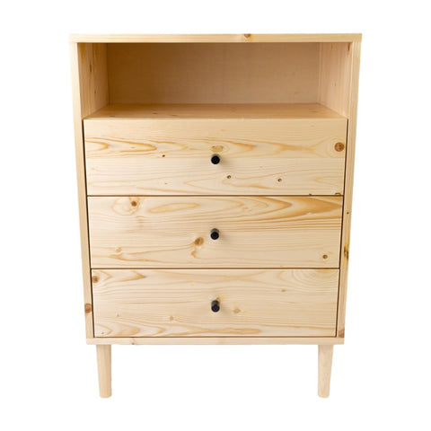 Jamie Tallboy 3 Chest of Drawers Solid Pine Wood Bed Storage Cabinet - Natural V315-VHNB-NEO-04