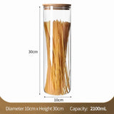 Oversize Airtight Glass Canister With Bamboo Lid, Moisture Proof Kitchen Organizer Jar, 10cm*30cm, V1221-XM-LB2663-GM103