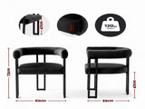 Artiss Dining Chairs Set of 4 Velvet Upholstered Barrel Chairs with Curved Armrests & Back Black UPHO-C-DIN-2553-BKX4