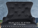 2X French Provincial Dining Chair Ring Studded Velvet Rubberwood Leg LISSE BLACK V274-FT-VFC-1141-BK2