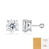 Elegant Four-Prong Moissanite Stud Earrings with Screw Backs Brilliant Round Cut, Icy White V1341-ZY-ZAYHM5G7-MOISSANITEROUND10M-PREMIUMS925