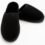 Sheepskin Wool Mens Slippers Scuffs Slip On Winter Ugg Slippers in Black - 8 V563-BR-SHEEPSCUFFS-BLKWOFR-8