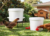 Giantz 20L X2 Chicken Feeder Waterer Set Automatic Poultry Dispenser Metal Stand FIK-FEEDER-ST-20L-WH