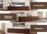 Artiss 180cm TV Unit Entertainment Cabinet Fluted Style Anti-tip Kit Walnut FUR-S-TV180-WD-AB