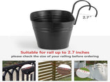 3 Pcs Metal Hanging Flower Pots for Railing Fence Outdoor Planter 15.7 Inch Hanging Bucket Pots V1258-DP02-WO-778