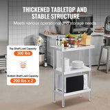 Stainless Steel Food Prep Table, 14 x 24 x 34 Inch Commercial Kitchen Worktable, with 2 Adjustable V952-CFBXGGZTSCGZZZ9YVV0