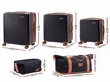 Wanderlite 5pcs Luggage Suitcase Set Trolley Travel TSA Lightweight Hard Case Black Brown LUG-ABS-DB-5SET-BKBR