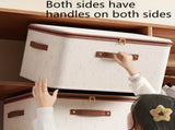 56L Double Zipper Storage Box with Faux Leather Handles Large Capacity Lidded Basket, Perfect for V1102-SLLSNX005
