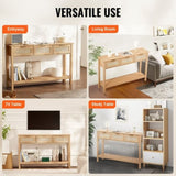 VEVOR Rattan Console Table with 3 Storage Drawers, Rattan Entryway Table with Natural Rattan Sliding V952-TBXGZ3CMSYGB1CXTKV0