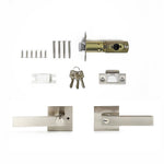 Door Handle Set Lever Key Lock Function Square Satin Nickel V63-837411