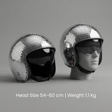 Disco Ball Helmet Party Decoration with Retractable Visor and Cowboy Hat Design - Handmade Glitter V1258-DP02-C-2165