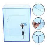 1Set Compact Clear Money Box with Lock Blue for Cash and Donations V1369-AZ3-W-22720