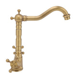 European Antique Brass Bathroom Faucet Double Handle Cross Knob Kitchen Faucet Hot Cold Water Tap V1294-YM0626-3112220096411