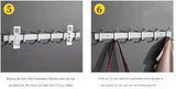 Wardrobe hooks - 6 hooks Stainless steel - Hook strip - Clothes hooks - For, wardrobe rail, V1188-NK-BOL-86