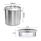 SOGA 21L Stainless Steel Stock Pot with One Steamer Rack Insert Stockpot Tray STOCKPOT30CM-1XRACK28CM
