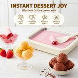 Rolled Cream Maker Kit, 2026 New Stainless Steel Freeze Plate with 2 Scrapers, DIY Stir Fried V1258-DP02-F-409