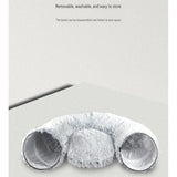 Grey Foldable Cat Tunnel Bed - Plush 2-in-1 Pet Nest with 26cm Wide Opening, Non-Slip Base and V888-ELOSUNG53674