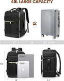 Black 40L Large Capacity Travel Business Backpack with Expandable Compartments, Including 2 Toiletry V888-ELOSUNG17053