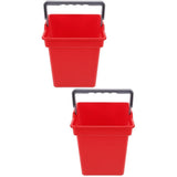2Pcs Red Plastic Mop Bucket for Home Use with Handle V1366-AZ2-W-13600