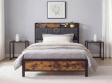 Levede Single Bed Frame Industrial Tufted Soft Storage Headboard USB Charge BF1057-S-DG-AU
