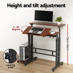 Artiss Laptop Desk Table Adjustable Dark Wood 80CM LA-DESK-SD-DW