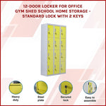 12-Door Locker for Office Gym Shed School Home Storage - Standard Lock with 2 Keys V63-838931