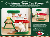 Festive Christmas Cat Tree with Multi-Level Scratching Posts, Cozy Top Perch, and Dangling Toys A V1341-ZY-LHR55N99