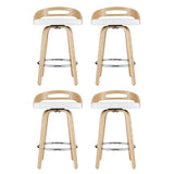 Artiss 4x Bar Stools Swivel Dining Chairs Low Back Counter Seat PU Cushion BA-TW-8566-WHX4-AB