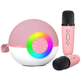 Portable Karaoke Microphone Machine Mini Bluetooth Speaker with 2 Wireless Mics Purple V1263-JX-6981-3