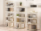 Rotating Storage Bookshelf Square 2 layers- Cream White Multi-Layer Storage Rack, 36x36x69.5cm V888-ELOSUNG544