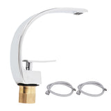 G1/2 Curve Design Faucet Basin Hot Cold Water Mixer Tap Single Handle Sink Faucet with Hose V1294-YM0901-3112200147611